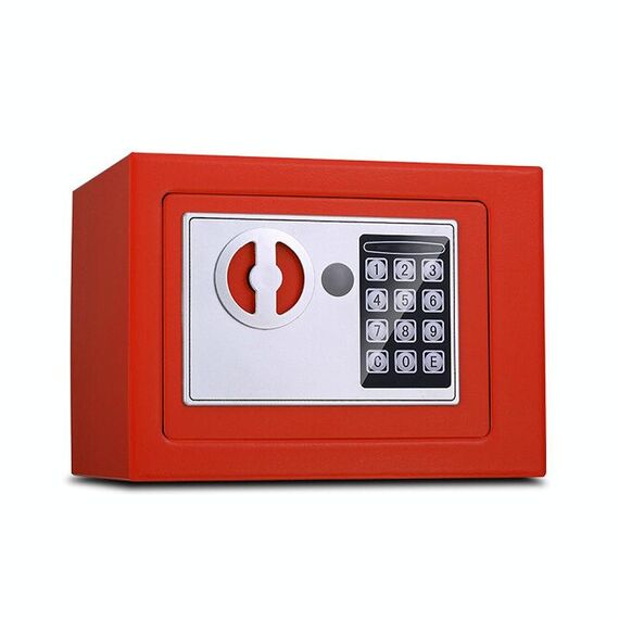 17E Home Mini cassetta di sicurezza elettronica per armadietto da parete Cassetta di sicurezza senza funzione a gettoni (rossa)