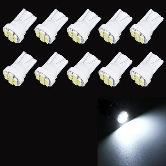 10 PCS T10 8 LED Lampadina di segnalazione per auto (luce bianca)