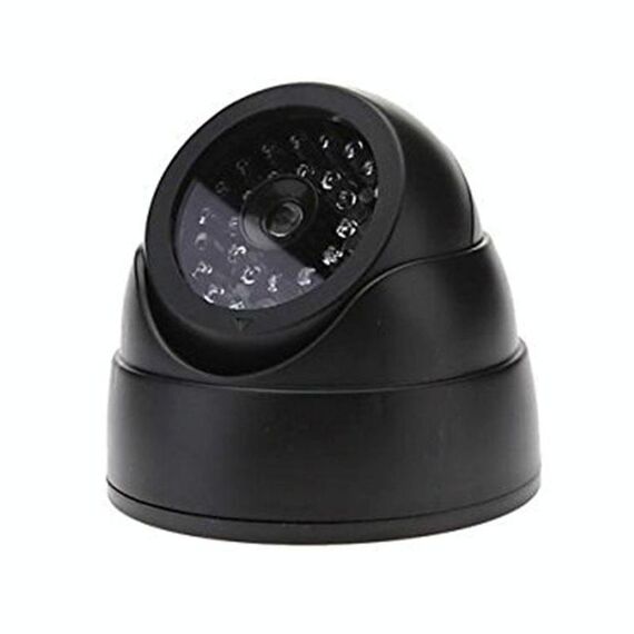 Telecamera CCTV di sicurezza fittizia dall'aspetto realistico con LED rosso lampeggiante (nero)