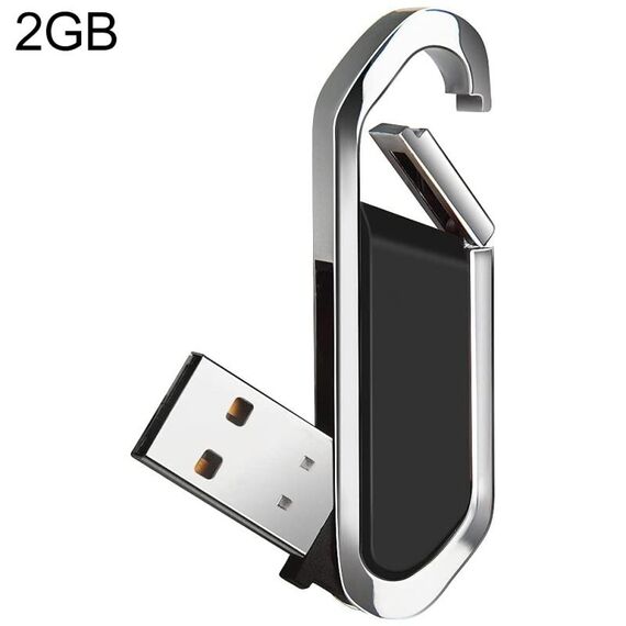 Disco flash USB 2.0 stile portachiavi metallico da 2 GB (nero)