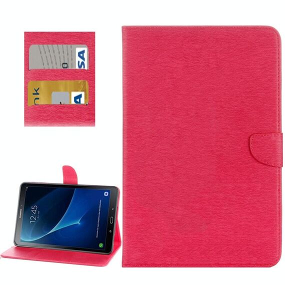Per Galaxy Tab A 10.1 (2016) / P580 Custodia in pelle con flip orizzontale stile semplice con supporto, slot per schede e portafoglio (magenta)
