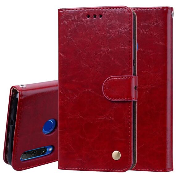 Custodia Flip orizzontale in pelle con struttura a cera d'olio stile business per Huawei Honor 10i, con supporto, slot per schede e portafoglio (rosso)