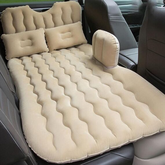 Materassino gonfiabile da viaggio per auto universale Lettino gonfiabile da campeggio, dimensioni: 90 x 135 cm (beige)