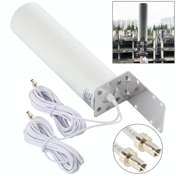 Antenna esterna a barilotto Omni 12DBi WiFi 4G LTE con TS9 maschio (bianco)