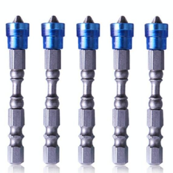 5 pezzi 65mm bobina magnetica in acciaio legato croce bit testa singola trapano elettrico cacciavite elettrico testa (blu)