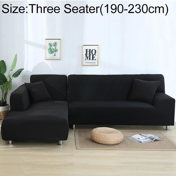 Divano All-inclusive Set universale Copridivano completo Aggiungi un pezzo di federa, dimensioni: tre posti (190-230 cm) (nero)