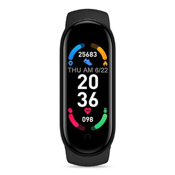 Braccialetto intelligente Sport M6, supporto per il monitoraggio della frequenza cardiaca e monitoraggio della pressione sanguigna e monitoraggio del sonno e promemoria sedentaria, Tipo: Ricarica lineare (nero)
