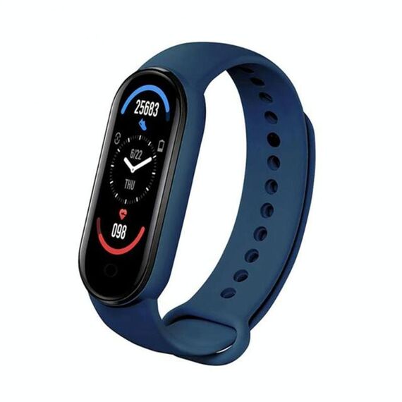 Braccialetto intelligente Sport M6, supporto per il monitoraggio della frequenza cardiaca e monitoraggio della pressione sanguigna e monitoraggio del sonno e promemoria sedentaria, Tipo: Ricarica magnetica (blu)