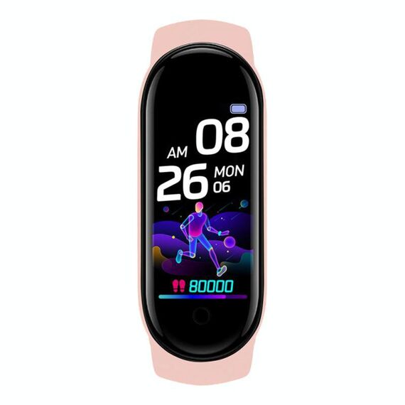 M6 Sport Smart Bracelet, supporto per il monitoraggio della frequenza cardiaca e monitoraggio della pressione sanguigna e monitoraggio del sonno e promemoria sedentaria, Tipo: Ricarica magnetica (rosa)