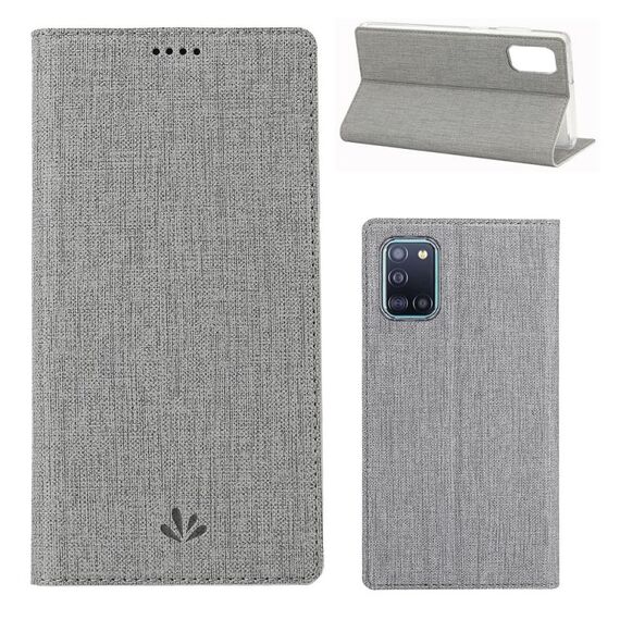 Per Samsung Galaxy A31 ViLi Custodia protettiva antiurto in TPU + PU con vibrazione orizzontale con slot per scheda e supporto (grigio)