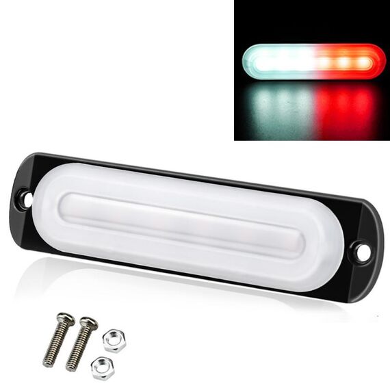 DC12V-24V / 18W Spia lampeggiante stroboscopica di emergenza per camion per auto 6 LED Luci laterali ultrasottili (bianco + rosso)
