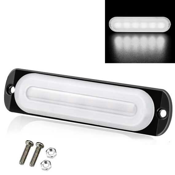 DC12V-24V / 18W Spia lampeggiante stroboscopica di emergenza per camion per auto 6 LED Luci laterali ultrasottili (bianche)