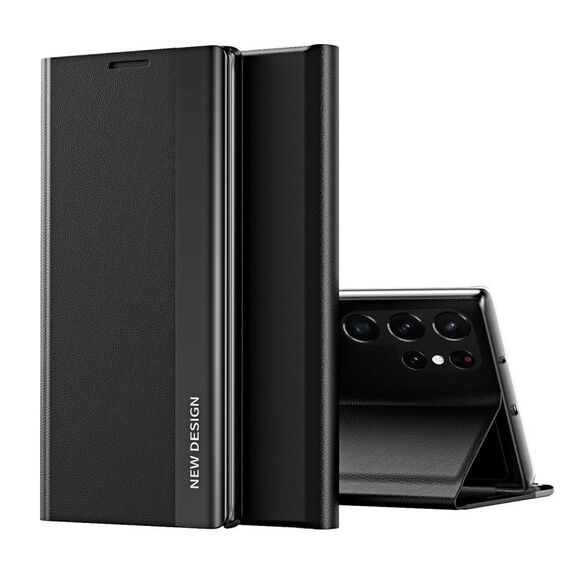 Per Samsung Galaxy S22 Ultra 5G laterale collegata elettroplatata multipla a flip ultra-sottile con supporto (nero)