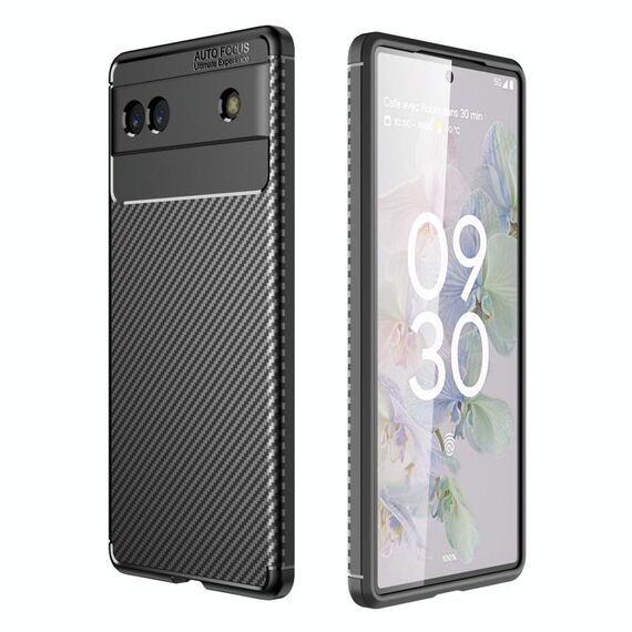 Per Google Pixel 6A Cassa del telefono in fibra di carbonio in fibra di carbonio (nero)