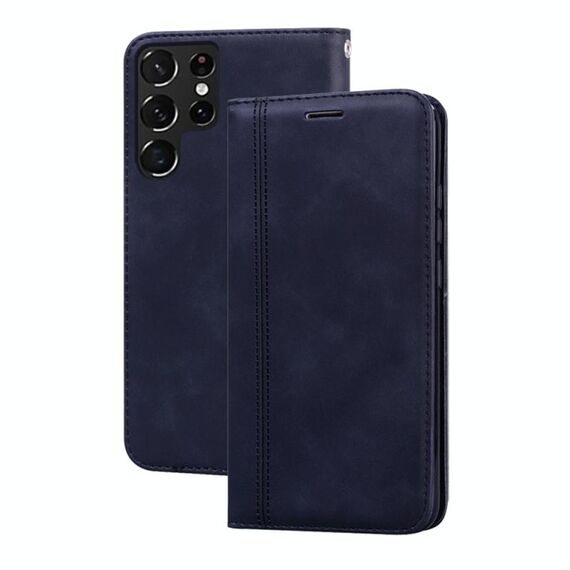 Per Samsung Galaxy S22 Ultra 5G Custodia per telefoni a flip magnetico flagato (nero)