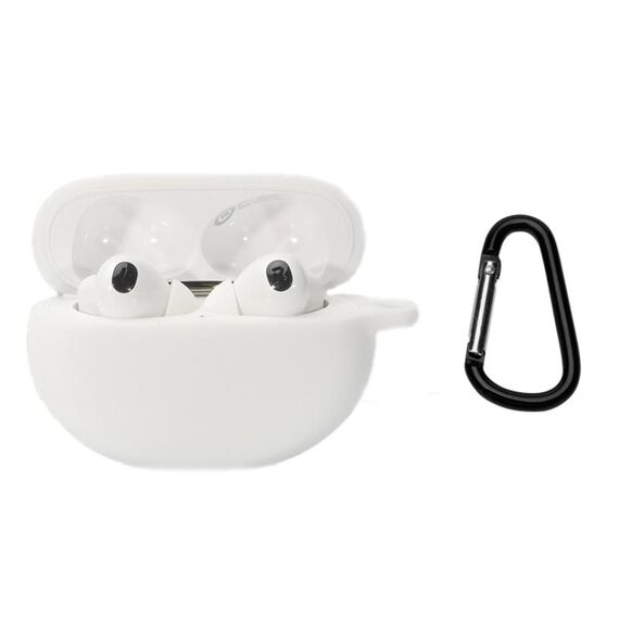 Custodia in silicone per auricolari Bluetooth per OPPO Enco X2 con fibbia (bianca)