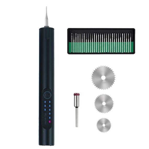 A288 Rettificatrice elettrica Penna per intaglio portatile piccola, Stile: Nero + Lama per sega + Testa abrasiva