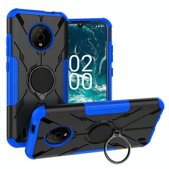 Per Nokia C200 Armor Bear Custodia antiurto per PC + TPU con supporto ad anello (blu)