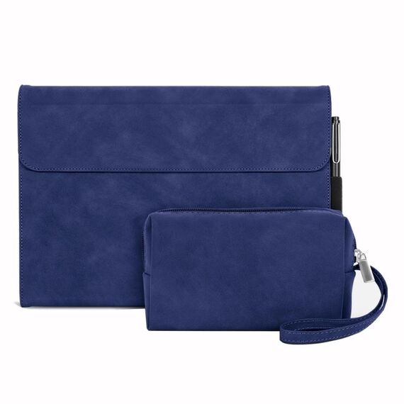 Per Microsoft Surface Pro X Custodia protettiva antiurto all-inclusive in pelle di pecora con Power Bag (blu)