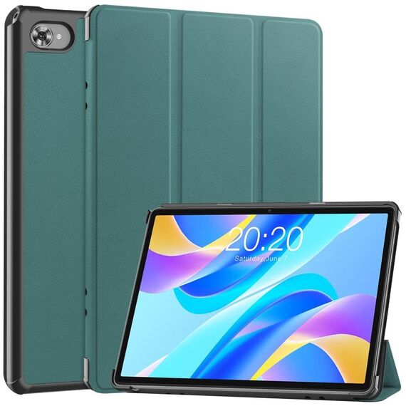 Per Teclast M40 Plus Custodia per tablet in pelle Custer Pure Color 3-Fold (verde scuro)