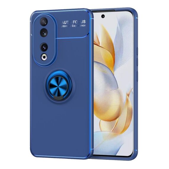 Custodia per cellulare in TPU con supporto per anello in metallo per Honor 90 (blu)