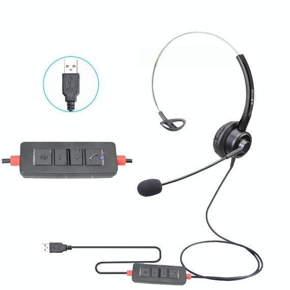 VT200 Cuffia per operatore con cuffia telefonica a orecchio singolo con microfono, specifiche: testa USB con sintonizzazione