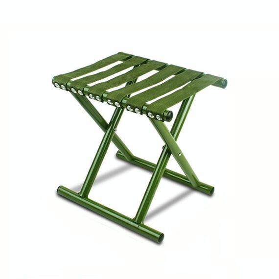 Sedia pieghevole da esterno in tubo di metallo Sgabello da pesca Sgabello portatile da campeggio Grande tubo verde militare (31,5 cm).