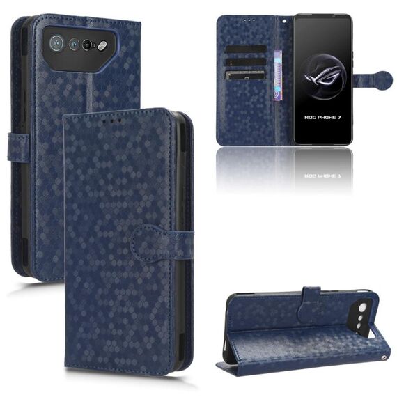 Per Asus ROG Phone 7 Custodia in pelle a nido d'ape Dot Texture (blu)
