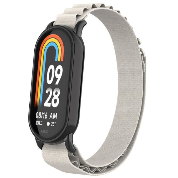 Per Xiaomi Mi Band 8 cinturino in nylon con cinturino in metallo (nero + luce stellare)