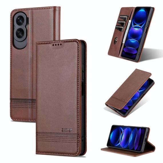 Per Honor X50i/90 Lite AZNS custodia magnetica in pelle di vitello con vibrazione (marrone scuro)