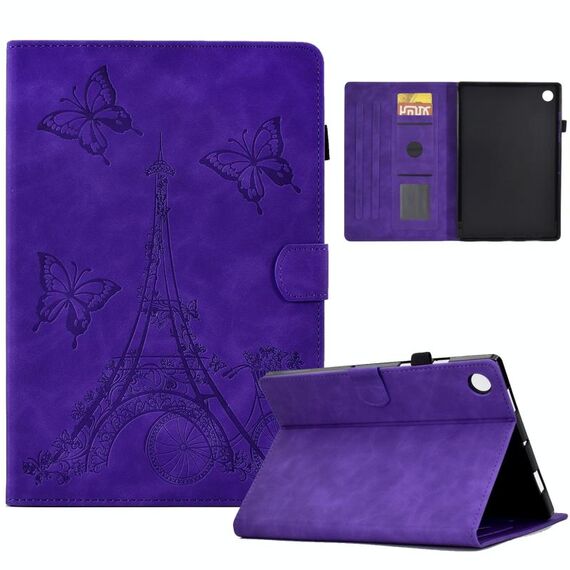 Custodia per tablet in pelle Flip Tower goffrata per Samsung Galaxy Tab A9+ con funzione Sleep/Wake-up (Viola)