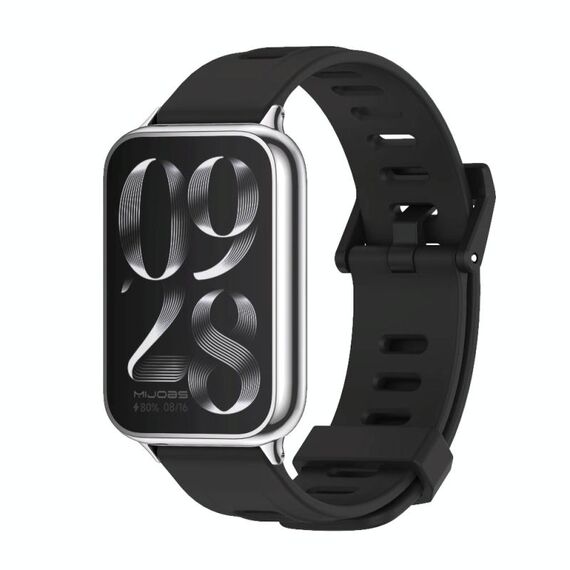 Per Xiaomi Mi Band 8 Pro Mijobs cinturino in silicone traspirante con foro piatto (nero + argento)