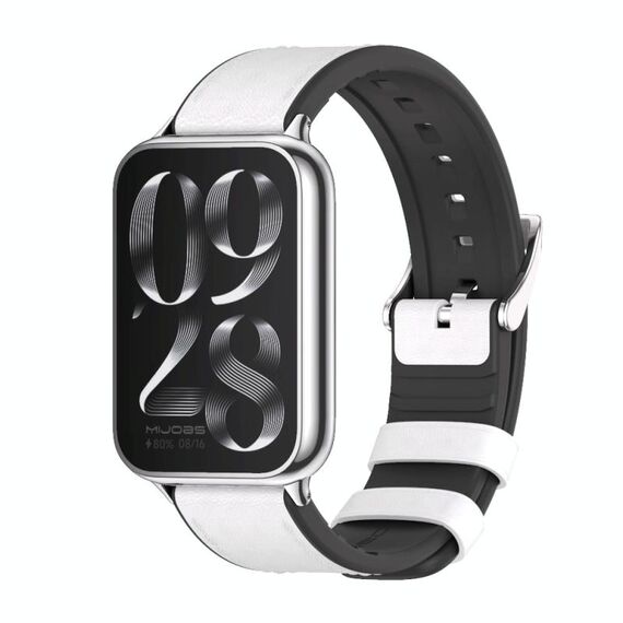 Per cinturino in pelle TPU Xiaomi Mi Band 8 Pro Mijobs (bianco argento)