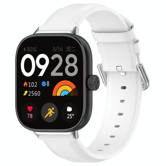 Per cinturino in pelle con strato superiore a coda tonda per Redmi Watch 4 (bianco)