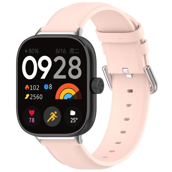 Per cinturino in pelle Xiaomi Mi Band 8 Pro con coda tonda e strato superiore (rosa)