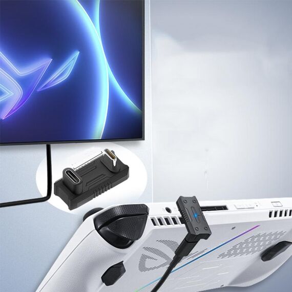 Per ASUS ROG Ally/Switch Adattatore dati da 20 Gbps 8K 60Hz 140W USB-C/Tipo-C Convertitore di ricarica rapida (forma a U 13,5 mm)