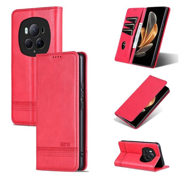 Per Honor Magic6 Pro AZNS custodia magnetica in pelle di vitello con vibrazione (rossa)