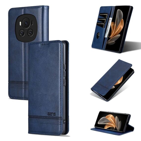 Per Honor Magic6 AZNS Custodia magnetica in pelle di vitello con vibrazione (blu scuro)