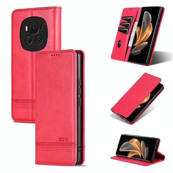 Per Honor Magic6 AZNS custodia magnetica in pelle di vitello con vibrazione (rossa)