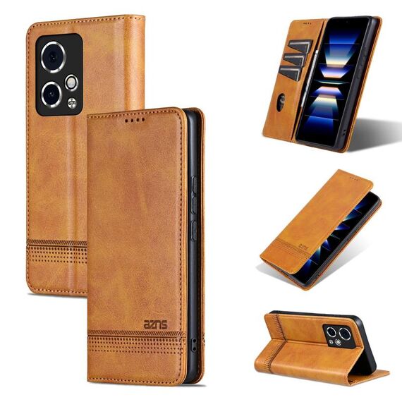 Custodia per telefono in pelle flip con texture magnetica per Honor 90 GT AZNS (marrone chiaro)