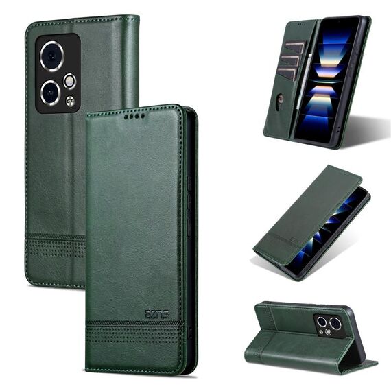 Custodia per telefono in pelle flip con texture magnetica per Honor 90 GT AZNS (verde scuro)