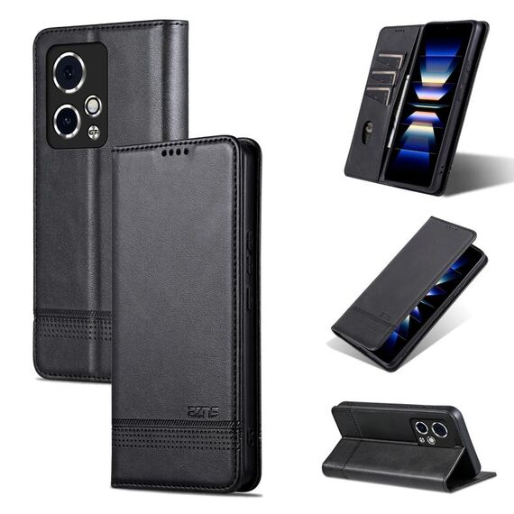 Custodia per telefono in pelle flip con texture magnetica per Honor 90 GT AZNS (nera)