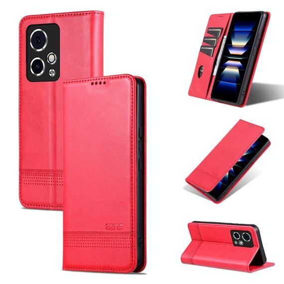 Custodia per telefono in pelle flip con texture magnetica per Honor 90 GT AZNS (rossa)
