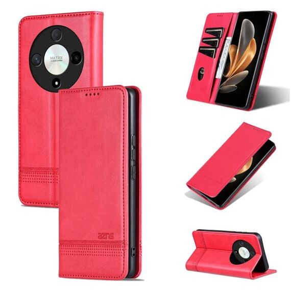 Per Honor Magic6 Lite 5G/X9b AZNS custodia magnetica in pelle di vitello con vibrazione (rossa)