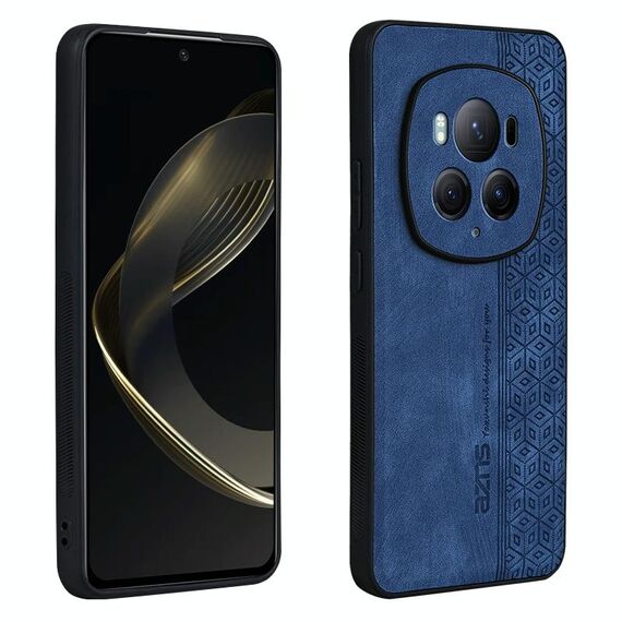 Custodia per telefono con sensazione di pelle in rilievo AZNS 3D per Honor Magic6 Pro (blu zaffiro)
