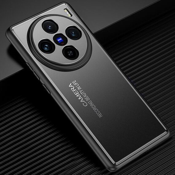 Custodia per telefono in metallo satinato per vivo X100 (nera)