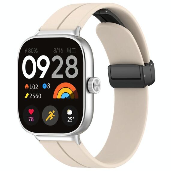 Per cinturino in silicone con fibbia magnetica pieghevole Redmi Watch 4 scanalature (Starlight)