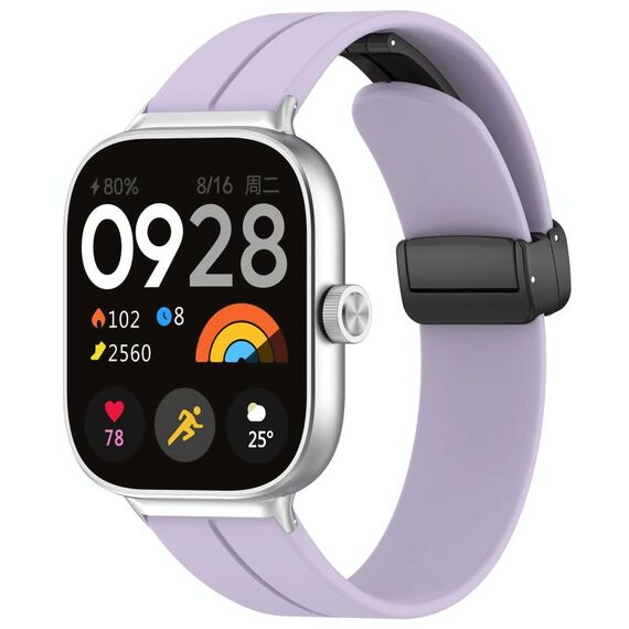 Per cinturino in silicone con fibbia magnetica pieghevole Redmi Watch 4 scanalature (viola)