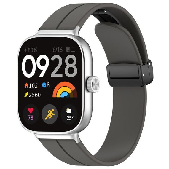 Per cinturino in silicone con fibbia magnetica pieghevole Redmi Watch 4 scanalature (grigio scuro)