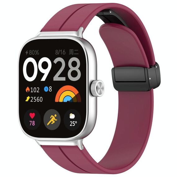 Per cinturino in silicone con fibbia magnetica pieghevole Xiaomi Mi Band 8 Pro (vino rosso)